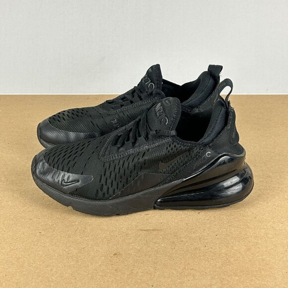 Nike Air Max 270 Triple Black Athletic Sneakers Youth Size 3.5Y Low Top Lace Up - Picture 1 of 10